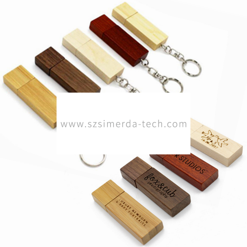 Wooden USB 2.0 3.0 Flash Drive with keyring Carved Custom Logo Photography Gift