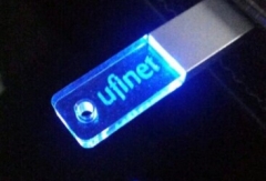 Crystal USB Flash Drive 3D Logo inside Custom logo with LED light