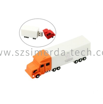 Customized Truck shape PVC/rubber Model 4GB-64GB flash drive memory stick pendrive