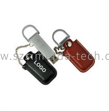 Leather USB stick with metal USB2.0