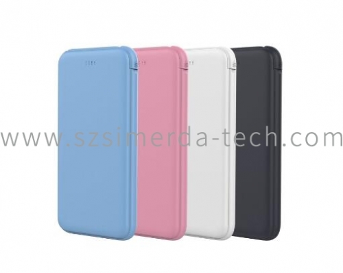 Powerbank Built-In 2-In-1 Cable Universal 10000mAh - White/black/Pink/Blue